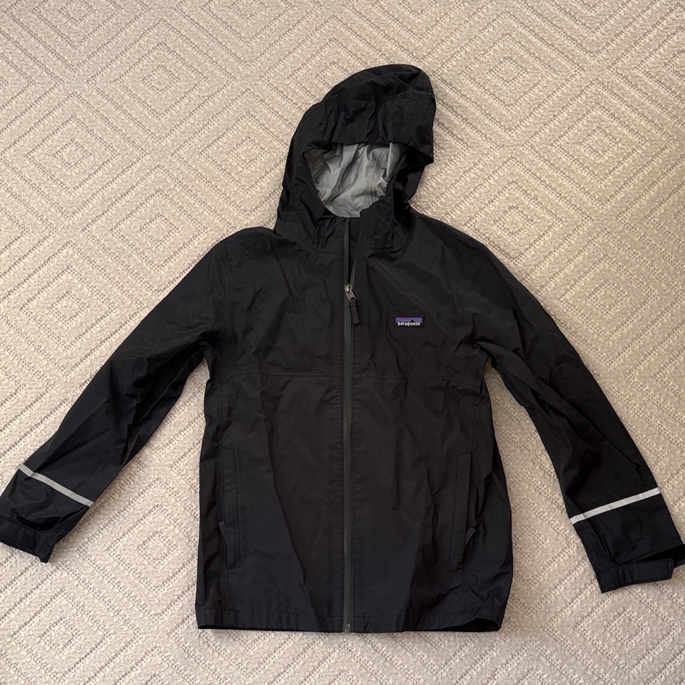 Patagonia Black Hooded Rain Jacket - Kids